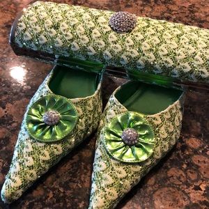 Green Slip on & Clutch purse.